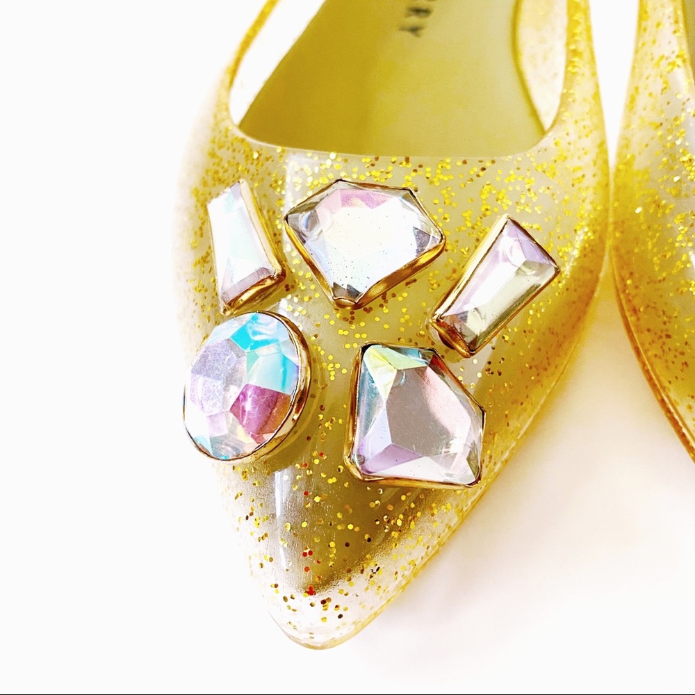 Katy Perry The Princess Gold Glitter Jelly Flats - Picture 2 of 7